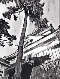 Low angle view of staircase against sky