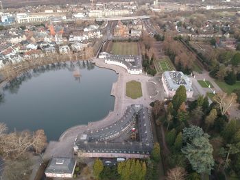 High angle view of bridge over river in city