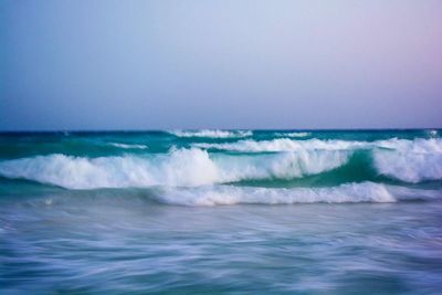 Scenic view of sea against clear sky