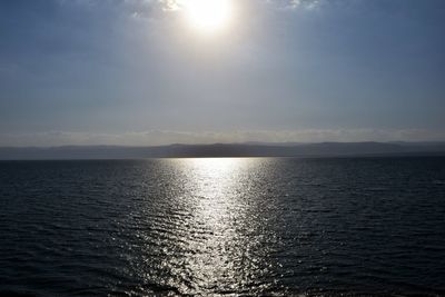 Scenic view of sea against sky on sunny day