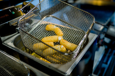 Close-up of food on barbecue grill