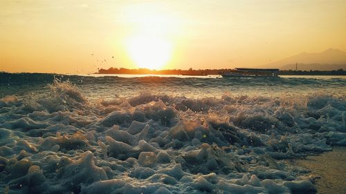 Scenic view of sunset over sea