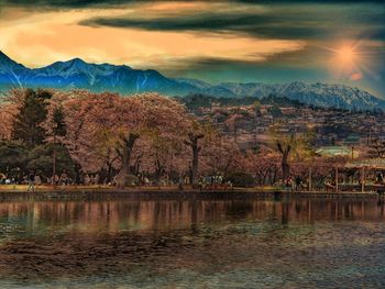 Scenic view of lake against sky