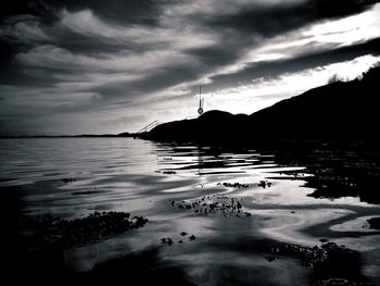 Scenic view of sea against cloudy sky