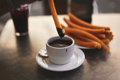 Close-up of coffee on table