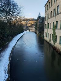 Canal amidst buildings against sky