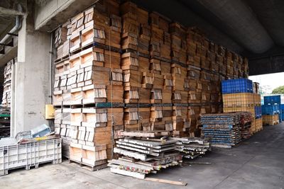 Stack of books in building