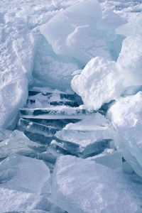 Aerial view of frozen lake