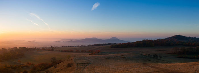 Scenic view of landscape against sky during sunset