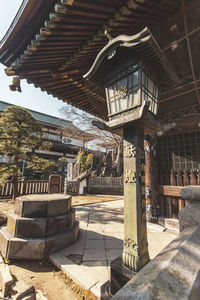 Interior of temple against building