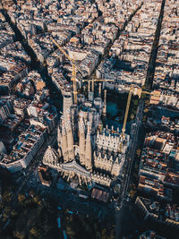 High angle view of city buildings