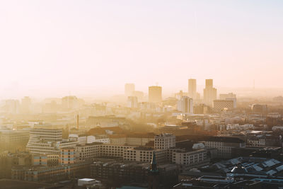 Cityscape against clear sky