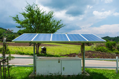 Solar panels on field