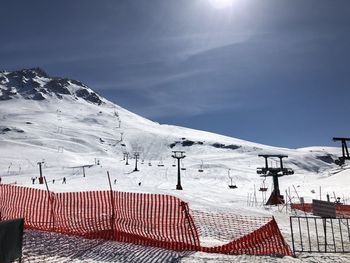 Snow covered mountain against sky