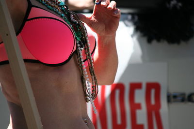 Close-up of woman wearing hat