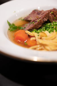 Close-up of meal served in plate