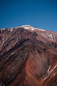 Scenic view of mountains against clear blue sky