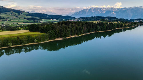 Scenic view of lake against sky