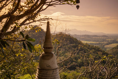 Scenic view of mountains against sky during sunset