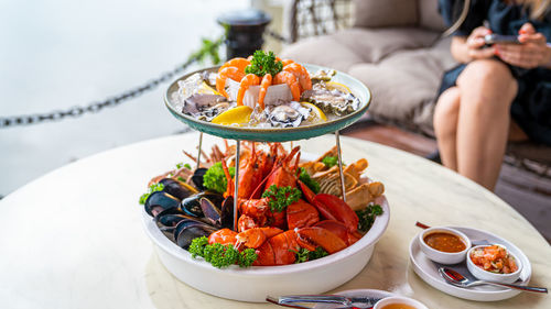 Close-up of food in bowl on table