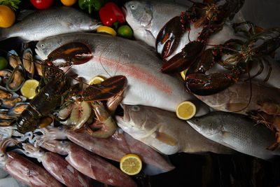 High angle view of fish in plate