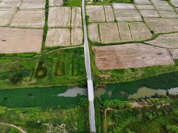 High angle view of field