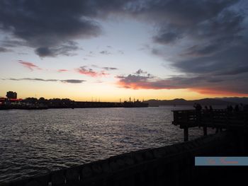 Scenic view of sea at sunset