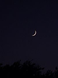 Low angle view of half moon against sky at night