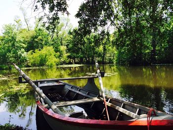 Boat sailing in river