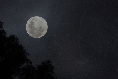 Low angle view of moon against star field at night