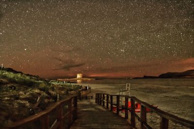 Scenic view of sea against sky at night