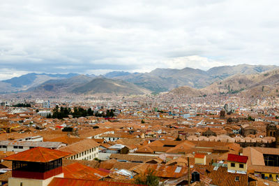 High angle view of townscape against sky