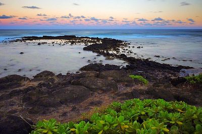 Scenic view of sea at sunset