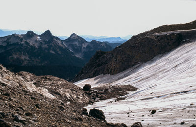 Scenic view of mountains against clear sky