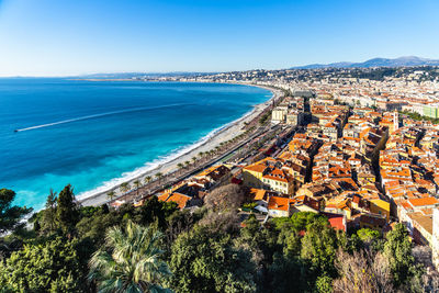 Wide panorama of nice, the biggest city of the cote d'azur and a popular tourist destination