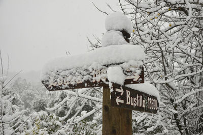 Text on snow covered land