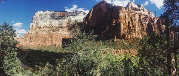 Low angle view of rocky mountain