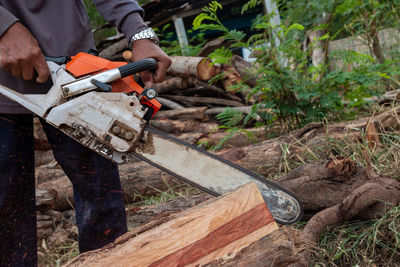 Man working on wood