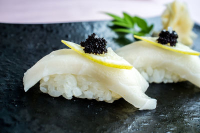 Close-up of sushi on plate