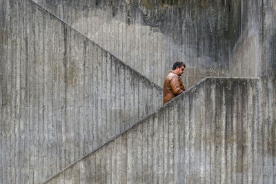 Man moving up on steps