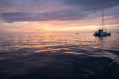 Scenic view of sunset over sea