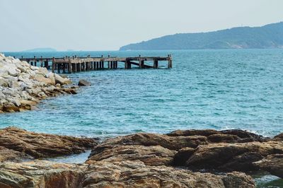 Scenic view of sea against clear sky