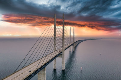 Aerial view of the bridge between denmark and sweden, oresundsbron.