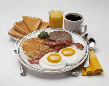 Breakfast served on table