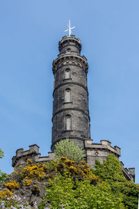 Low angle view of built structure against blue sky