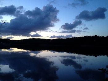 Reflection of clouds in calm lake