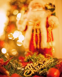 Close-up of illuminated christmas tree