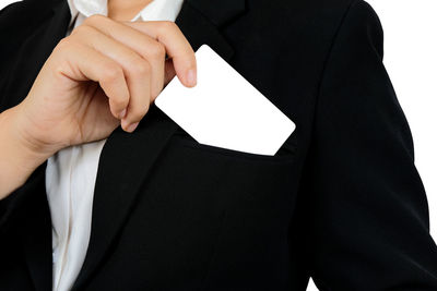 Midsection of woman holding hands