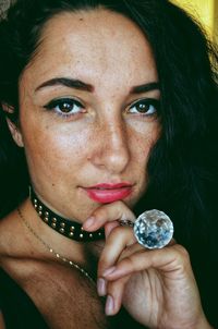 Close-up portrait of fashionable woman