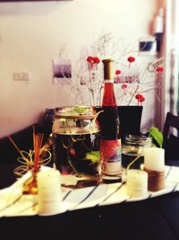 Close-up of drink on table at home